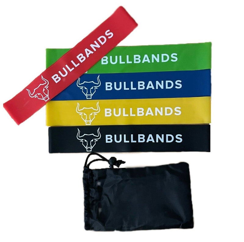 Bullbands Heavy Duty 5 Resistance Bands 5-40 lbs Set for Glute, Arm Exercises, Yogo, Rehab and Physical Therapy, Set of 5, Heavy Duty, Comes with Nylon Carry Bag - Bullbands