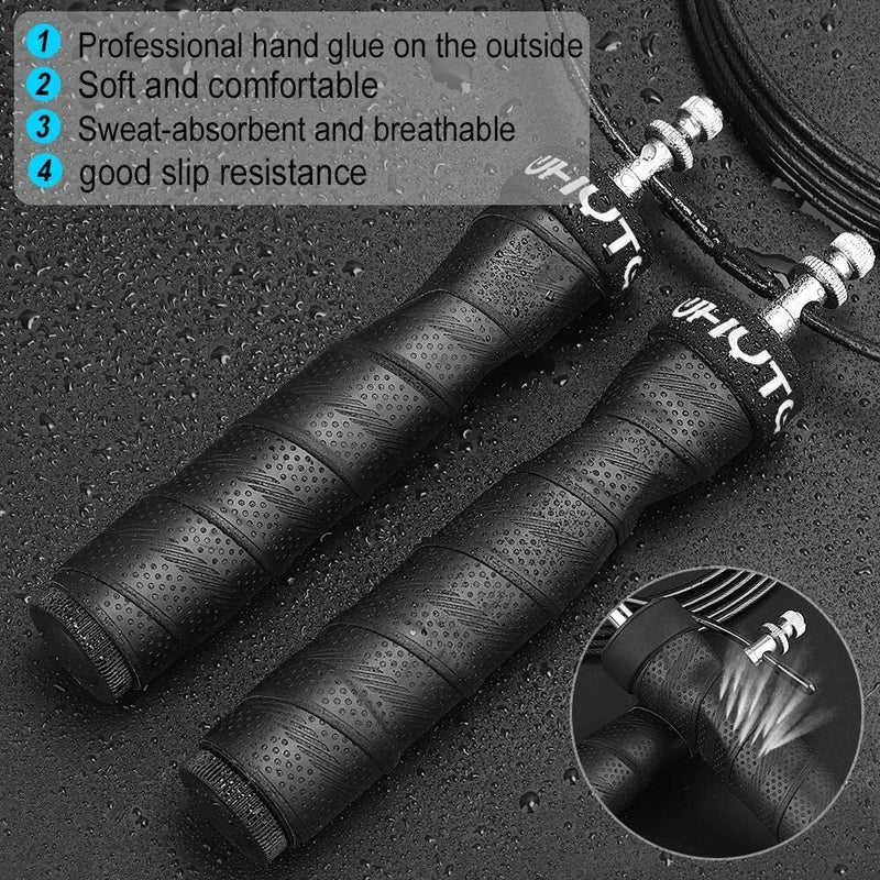 3mm Fitness Speed Jump Rope Crossfit Skipping Ropes Weighted Jumping Excise Workout with Ball Bearings Anti-Slip Handles - Bullbands