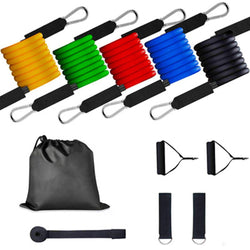 11PCS Resistance Band Set Exercise Pull Rope Latex Tubes Foam Handle Door Anchor Straps for Fitness Yoga Training Sport Workout