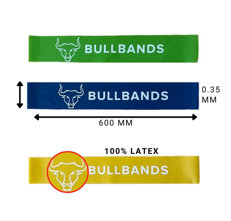 Bullbands Heavy Duty 5 Resistance Bands 5-40 lbs Set for Glute, Arm Exercises, Yogo, Rehab and Physical Therapy, Set of 5, Heavy Duty, Comes with Nylon Carry Bag - Bullbands