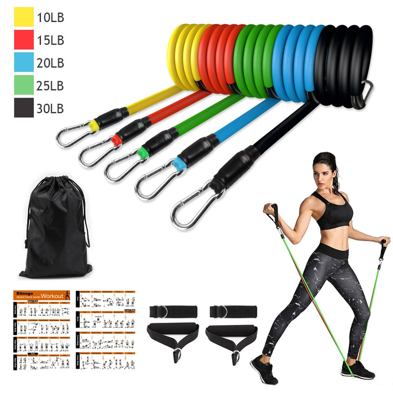 Resistance Bands Set Exercise Bands with Door Anchor Legs Ankle Straps for Resistance Training Physical Therapy Home Workouts - Bullbands