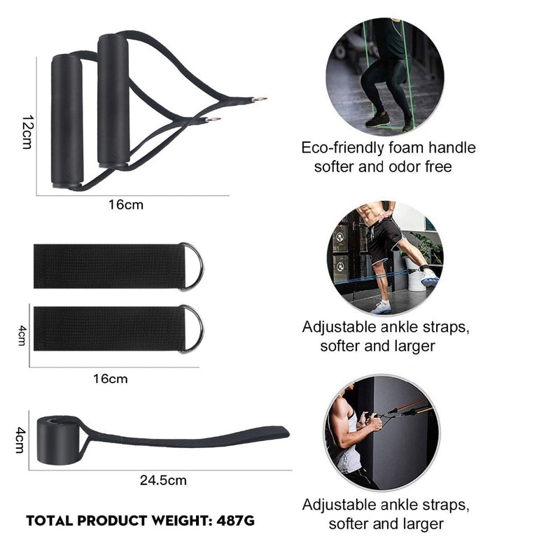 Resistance Bands Set Exercise Bands with Door Anchor Legs Ankle Straps for Resistance Training Physical Therapy Home Workouts - Bullbands